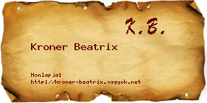Kroner Beatrix névjegykártya
